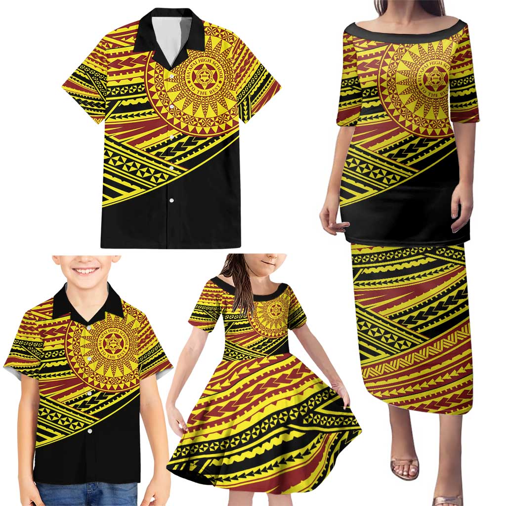 Personalised Tonga Ha apai High School Family Matching Puletasi and Hawaiian Shirt Ngatu Fonulei Pattern LT9 - Polynesian Pride