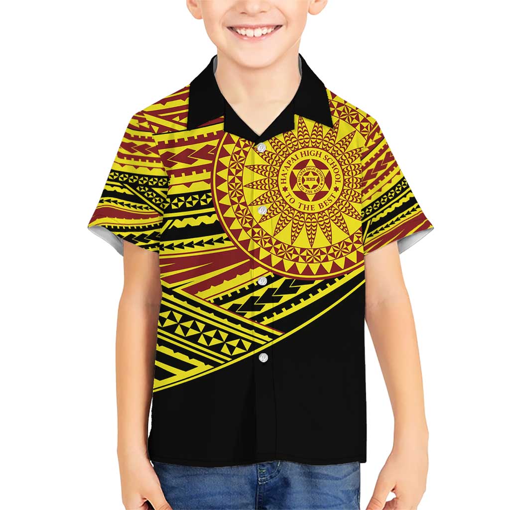 Personalised Tonga Ha apai High School Kid Hawaiian Shirt Ngatu Fonulei Pattern LT9 Kid Gold - Polynesian Pride
