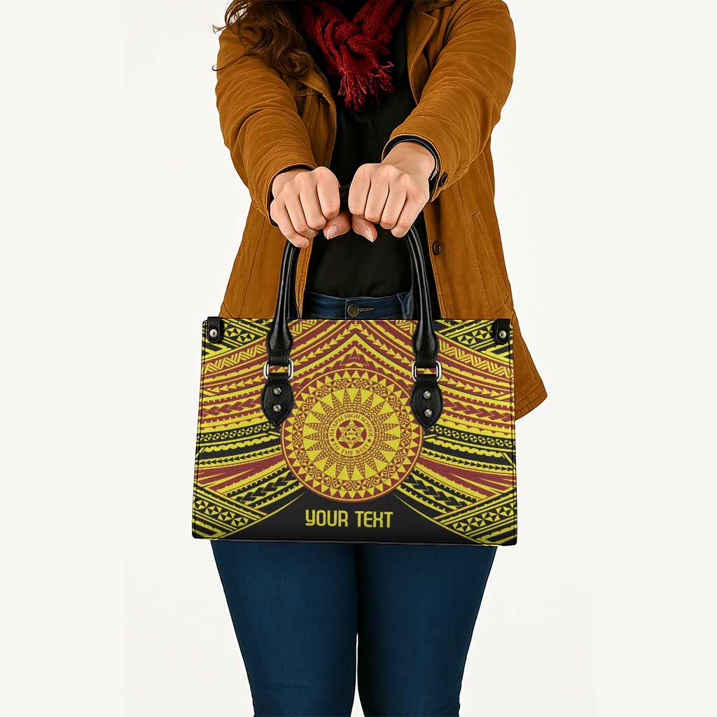 Personalised Tonga Ha apai High School Leather Bag Ngatu Fonulei Pattern - Polynesian Pride