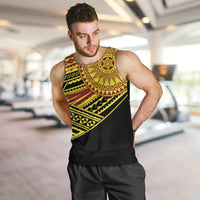 Personalised Tonga Ha apai High School Men Tank Top Ngatu Fonulei Pattern LT9 Gold - Polynesian Pride
