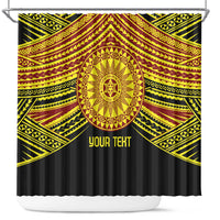 Personalised Tonga Ha apai High School Shower Curtain Ngatu Fonulei Pattern LT9 Gold - Polynesian Pride
