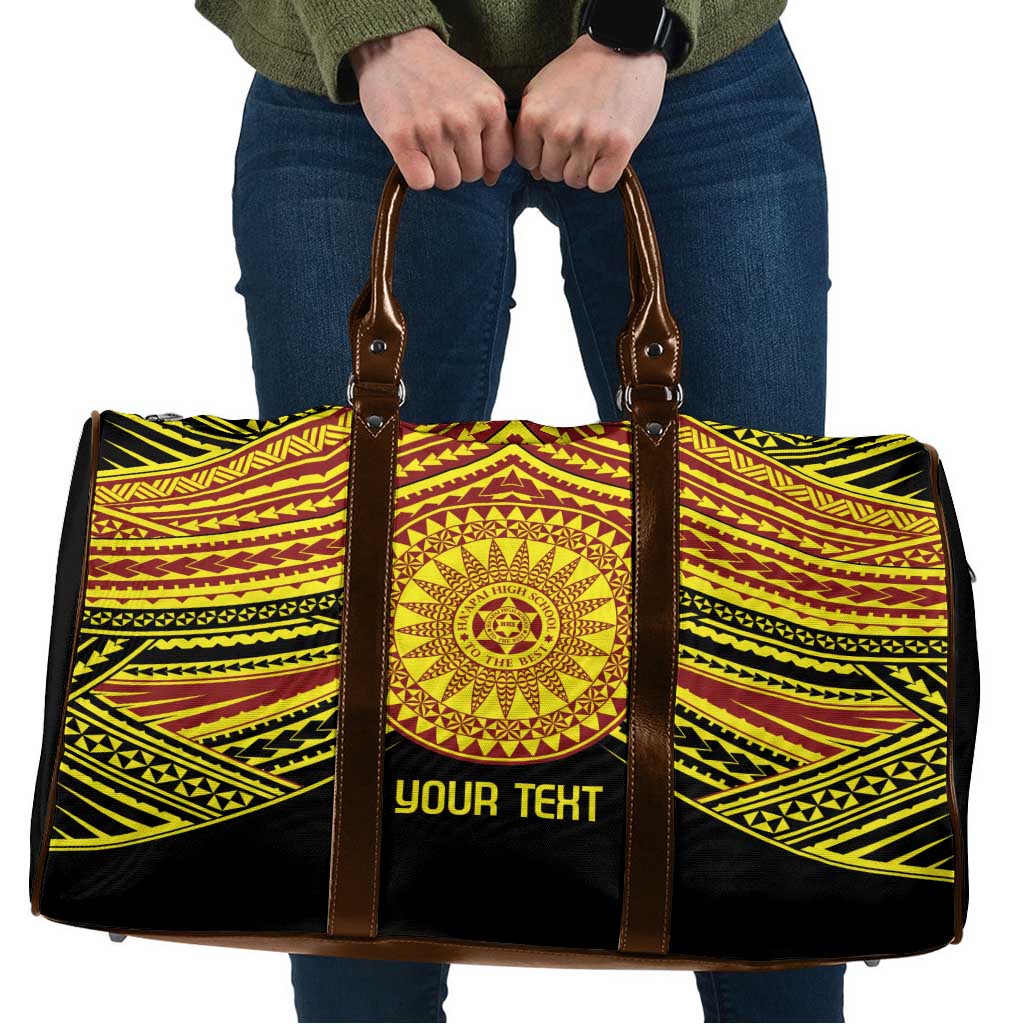 Personalised Tonga Ha apai High School Travel Bag Ngatu Fonulei Pattern LT9 Gold - Polynesian Pride