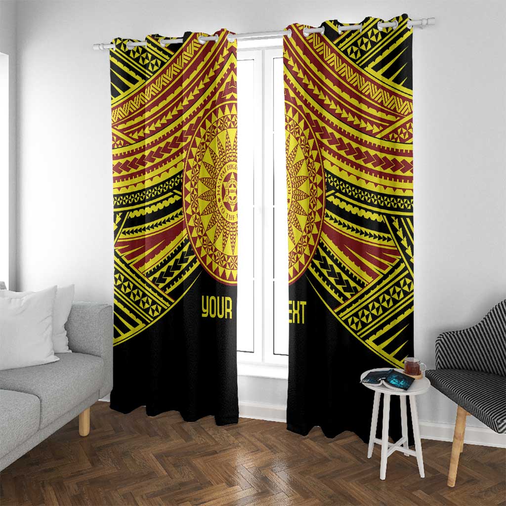 Personalised Tonga Ha apai High School Window Curtain Ngatu Fonulei Pattern LT9 With Grommets Gold - Polynesian Pride