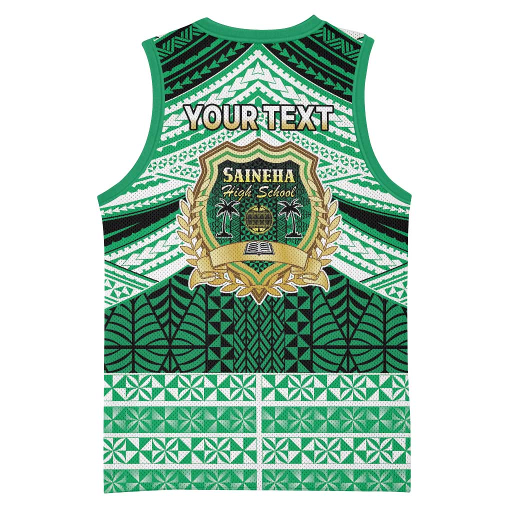 Personalised Tonga Saineha High School Basketball Jersey Polynesian Ngatu Tribal - Polynesian Pride