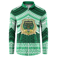 Personalised Tonga Saineha High School Button Sweatshirt Polynesian Ngatu Tribal