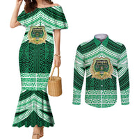 Personalised Tonga Saineha High School Couples Matching Mermaid Dress and Long Sleeve Button Shirt Polynesian Ngatu Tribal
