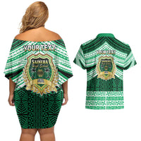 Personalised Tonga Saineha High School Couples Matching Off Shoulder Short Dress and Hawaiian Shirt Polynesian Ngatu Tribal LT9 - Polynesian Pride