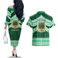 Personalised Tonga Saineha High School Couples Matching Off The Shoulder Long Sleeve Dress and Hawaiian Shirt Polynesian Ngatu Tribal