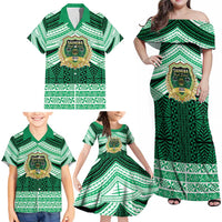 Personalised Tonga Saineha High School Family Matching Off Shoulder Maxi Dress and Hawaiian Shirt Polynesian Ngatu Tribal LT9 - Polynesian Pride