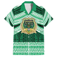 Personalised Tonga Saineha High School Family Matching Off Shoulder Short Dress and Hawaiian Shirt Polynesian Ngatu Tribal LT9 Dad's Shirt - Short Sleeve Green - Polynesian Pride