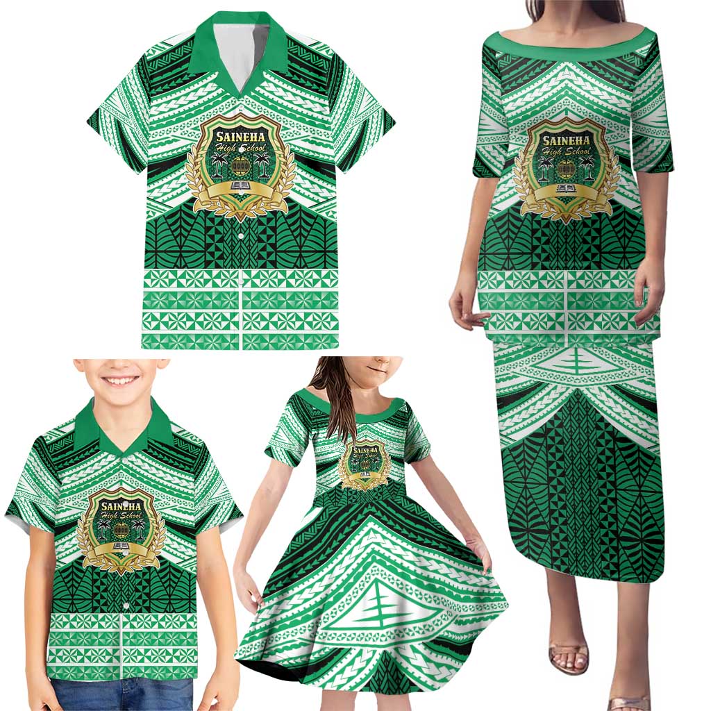 Personalised Tonga Saineha High School Family Matching Puletasi and Hawaiian Shirt Polynesian Ngatu Tribal LT9 - Polynesian Pride