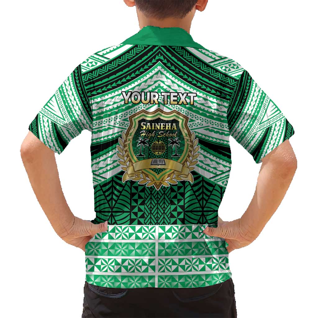 Personalised Tonga Saineha High School Family Matching Summer Maxi Dress and Hawaiian Shirt Polynesian Ngatu Tribal