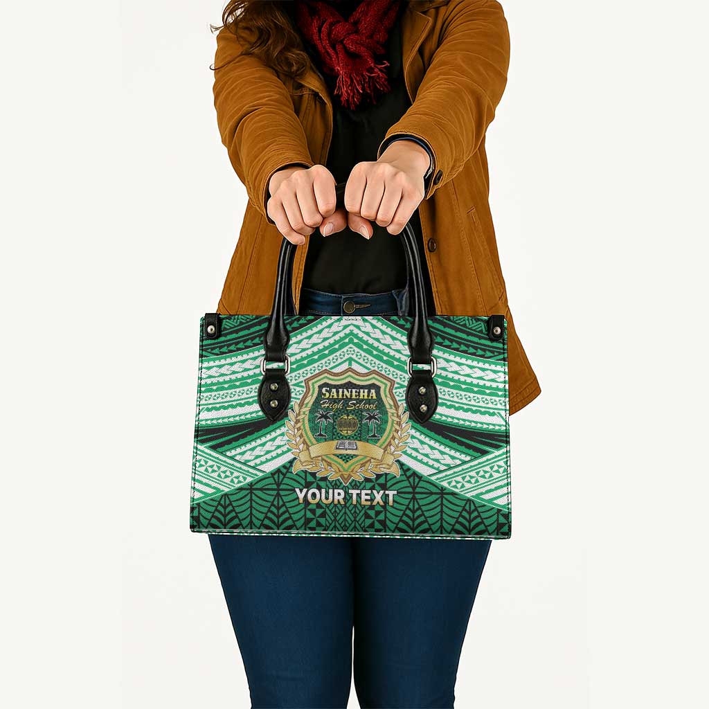 Personalised Tonga Saineha High School Leather Bag Polynesian Ngatu Tribal - Polynesian Pride