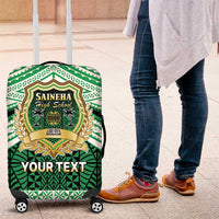 Personalised Tonga Saineha High School Luggage Cover Polynesian Ngatu Tribal LT9 Green - Polynesian Pride