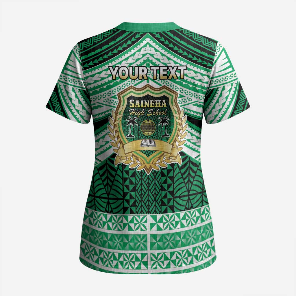 Personalised Tonga Saineha High School Scrub Top Polynesian Ngatu Tribal LT9 - Polynesian Pride