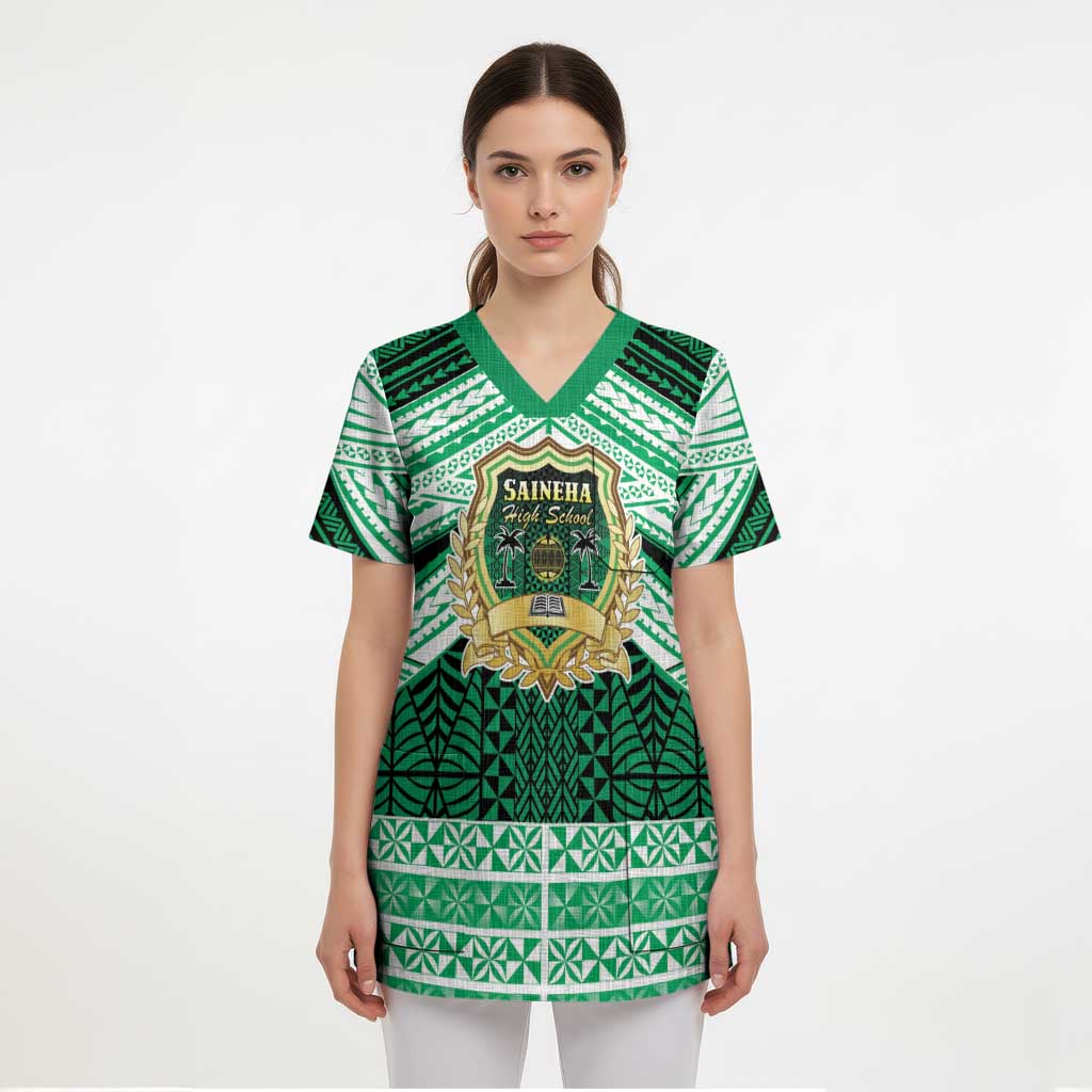 Personalised Tonga Saineha High School Scrub Top Polynesian Ngatu Tribal LT9 - Polynesian Pride