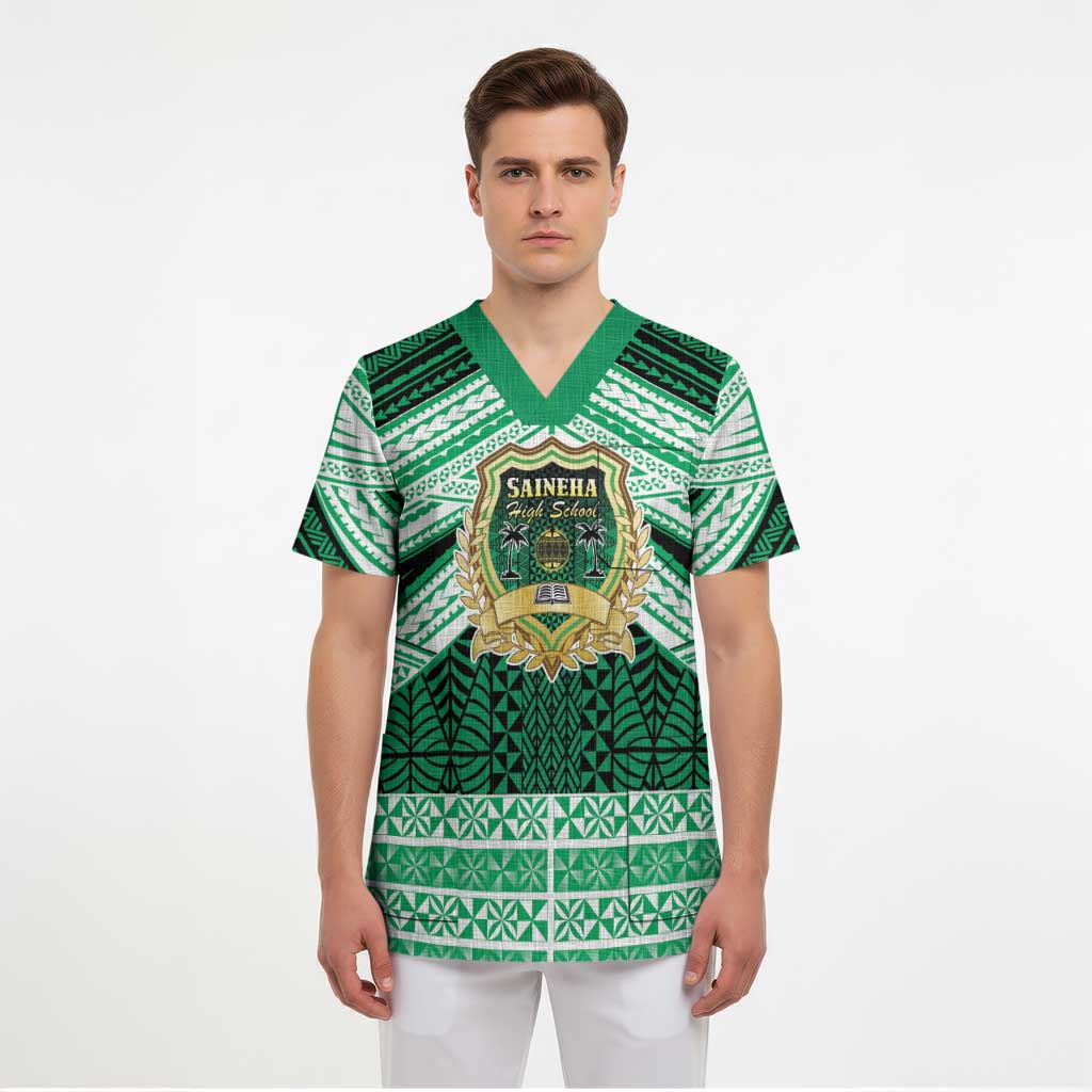 Personalised Tonga Saineha High School Scrub Top Polynesian Ngatu Tribal LT9 - Polynesian Pride