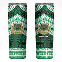 Personalised Tonga Saineha High School Skinny Tumbler Polynesian Ngatu Tribal LT9 Green - Polynesian Pride