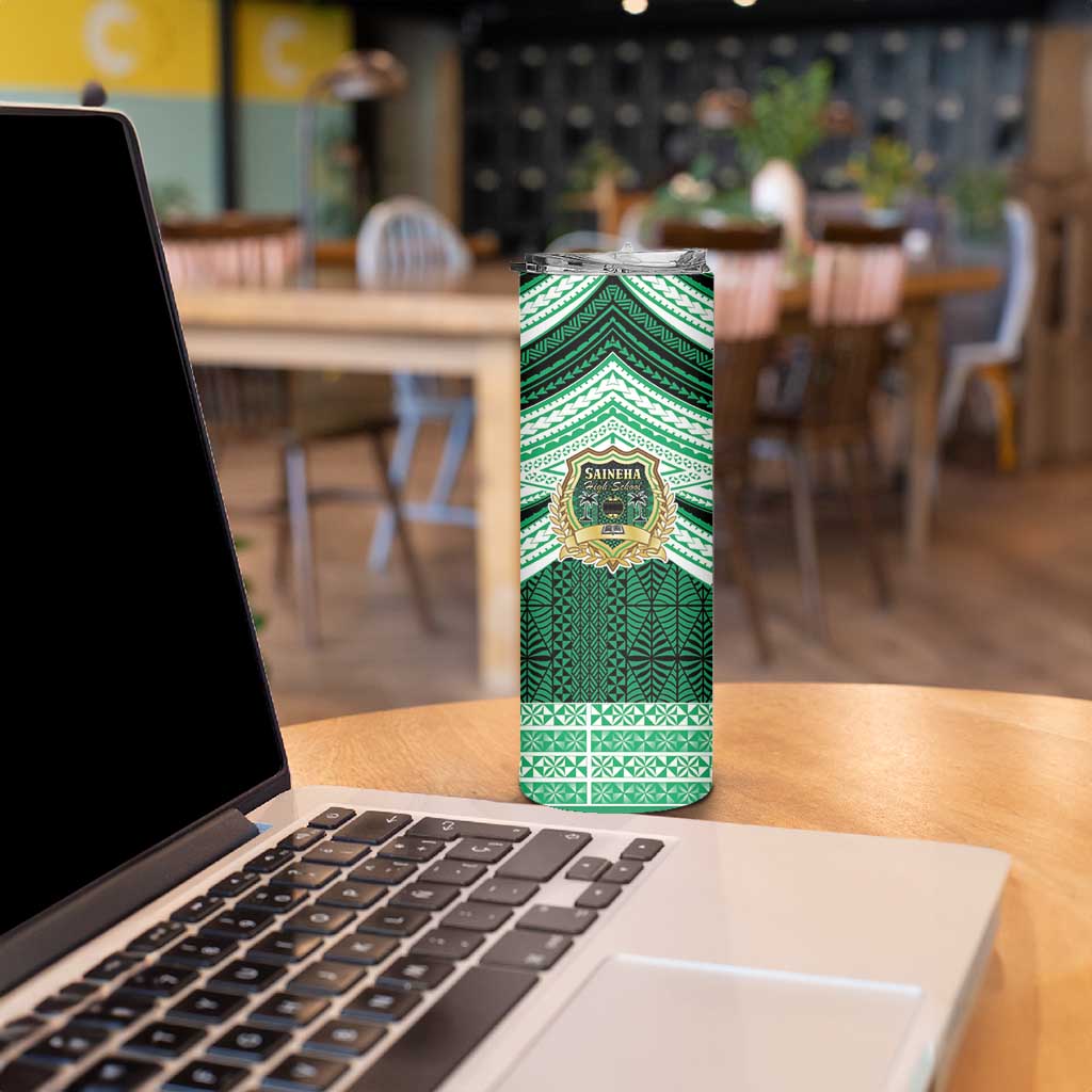 Personalised Tonga Saineha High School Skinny Tumbler Polynesian Ngatu Tribal LT9 - Polynesian Pride