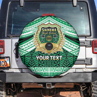 Personalised Tonga Saineha High School Spare Tire Cover Polynesian Ngatu Tribal LT9 Green - Polynesian Pride