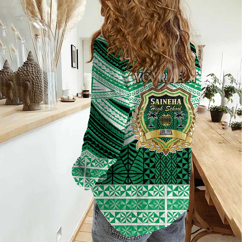 Personalised Tonga Saineha High School Women Casual Shirt Polynesian Ngatu Tribal LT9 - Polynesian Pride
