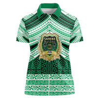 Personalised Tonga Saineha High School Women Polo Shirt Polynesian Ngatu Tribal LT9 Female Green - Polynesian Pride