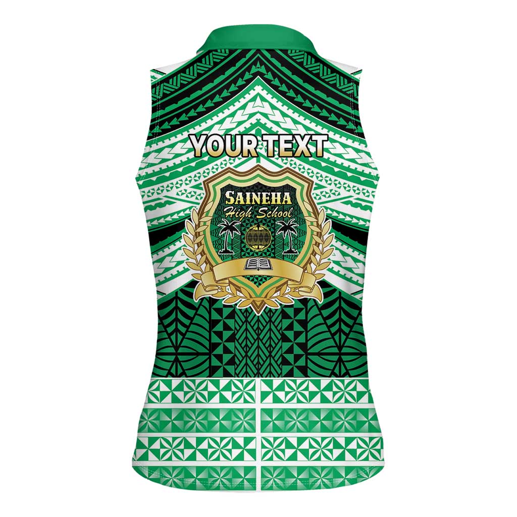 Personalised Tonga Saineha High School Women Sleeveless Polo Shirt Polynesian Ngatu Tribal LT9 - Polynesian Pride