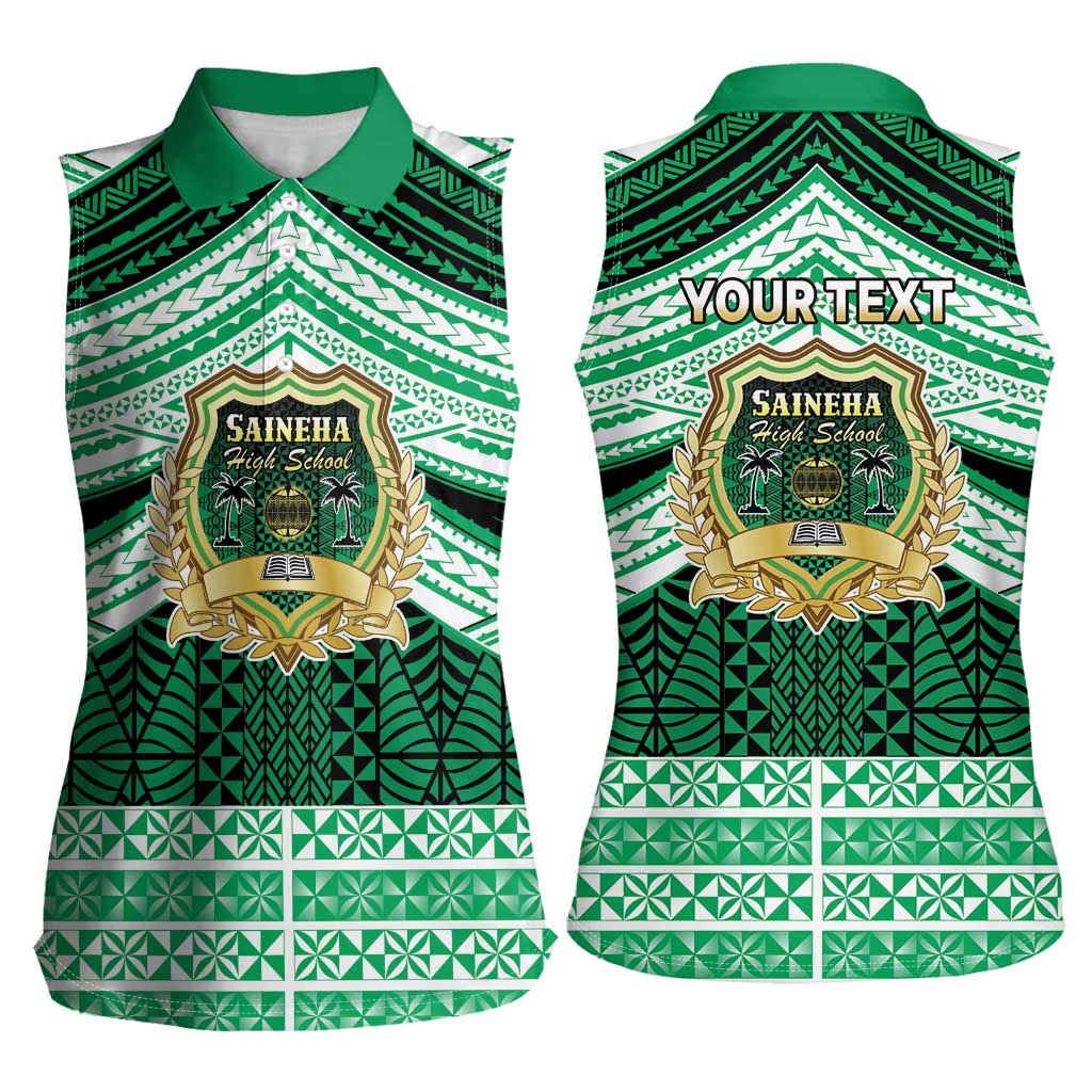 Personalised Tonga Saineha High School Women Sleeveless Polo Shirt Polynesian Ngatu Tribal LT9 - Polynesian Pride