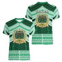 Personalised Tonga Saineha High School Women V-Neck T-Shirt Polynesian Ngatu Tribal LT9 - Polynesian Pride