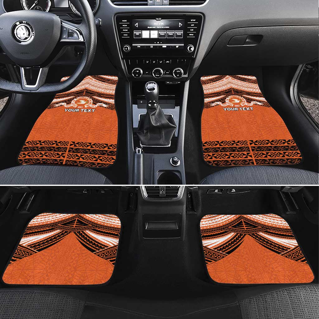 Personalised Tonga Tailulu College Car Mats Polynesian Ngatu Tribal LT9 Set 4pcs Orange - Polynesian Pride