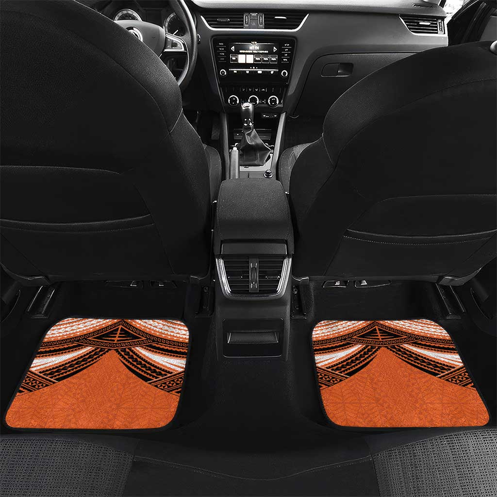 Personalised Tonga Tailulu College Car Mats Polynesian Ngatu Tribal LT9 Set 2pcs - Back Orange - Polynesian Pride