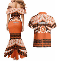 Personalised Tonga Tailulu College Couples Matching Mermaid Dress and Hawaiian Shirt Polynesian Ngatu Tribal