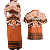 Personalised Tonga Tailulu College Couples Matching Off Shoulder Maxi Dress and Hawaiian Shirt Polynesian Ngatu Tribal LT9 - Polynesian Pride