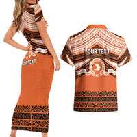 Personalised Tonga Tailulu College Couples Matching Short Sleeve Bodycon Dress and Hawaiian Shirt Polynesian Ngatu Tribal