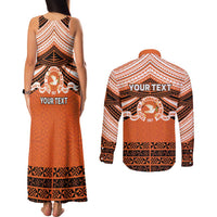 Personalised Tonga Tailulu College Couples Matching Tank Maxi Dress and Long Sleeve Button Shirt Polynesian Ngatu Tribal