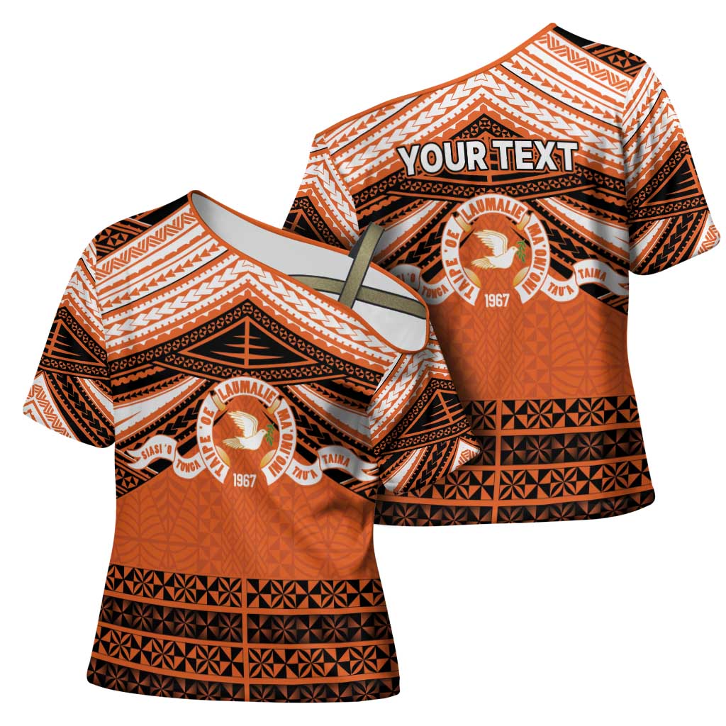 Personalised Tonga Tailulu College Cross Shoulder Shirt Polynesian Ngatu Tribal LT9 - Polynesian Pride