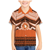 Personalised Tonga Tailulu College Family Matching Mermaid Dress and Hawaiian Shirt Polynesian Ngatu Tribal LT9 Son's Shirt Orange - Polynesian Pride