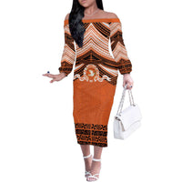 Personalised Tonga Tailulu College Family Matching Off The Shoulder Long Sleeve Dress and Hawaiian Shirt Polynesian Ngatu Tribal