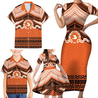 Personalised Tonga Tailulu College Family Matching Short Sleeve Bodycon Dress and Hawaiian Shirt Polynesian Ngatu Tribal