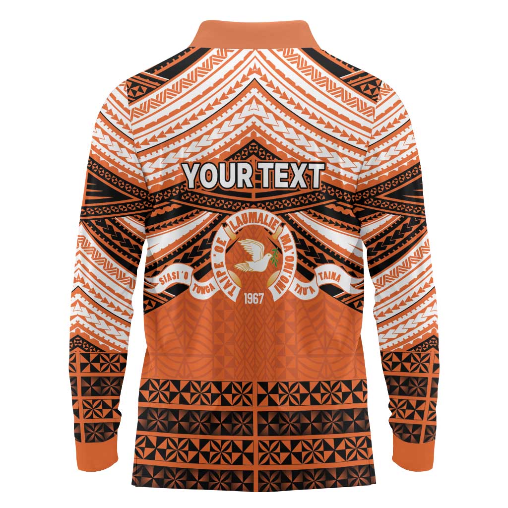 Personalised Tonga Tailulu College Long Sleeve Polo Shirt Polynesian Ngatu Tribal LT9 - Polynesian Pride
