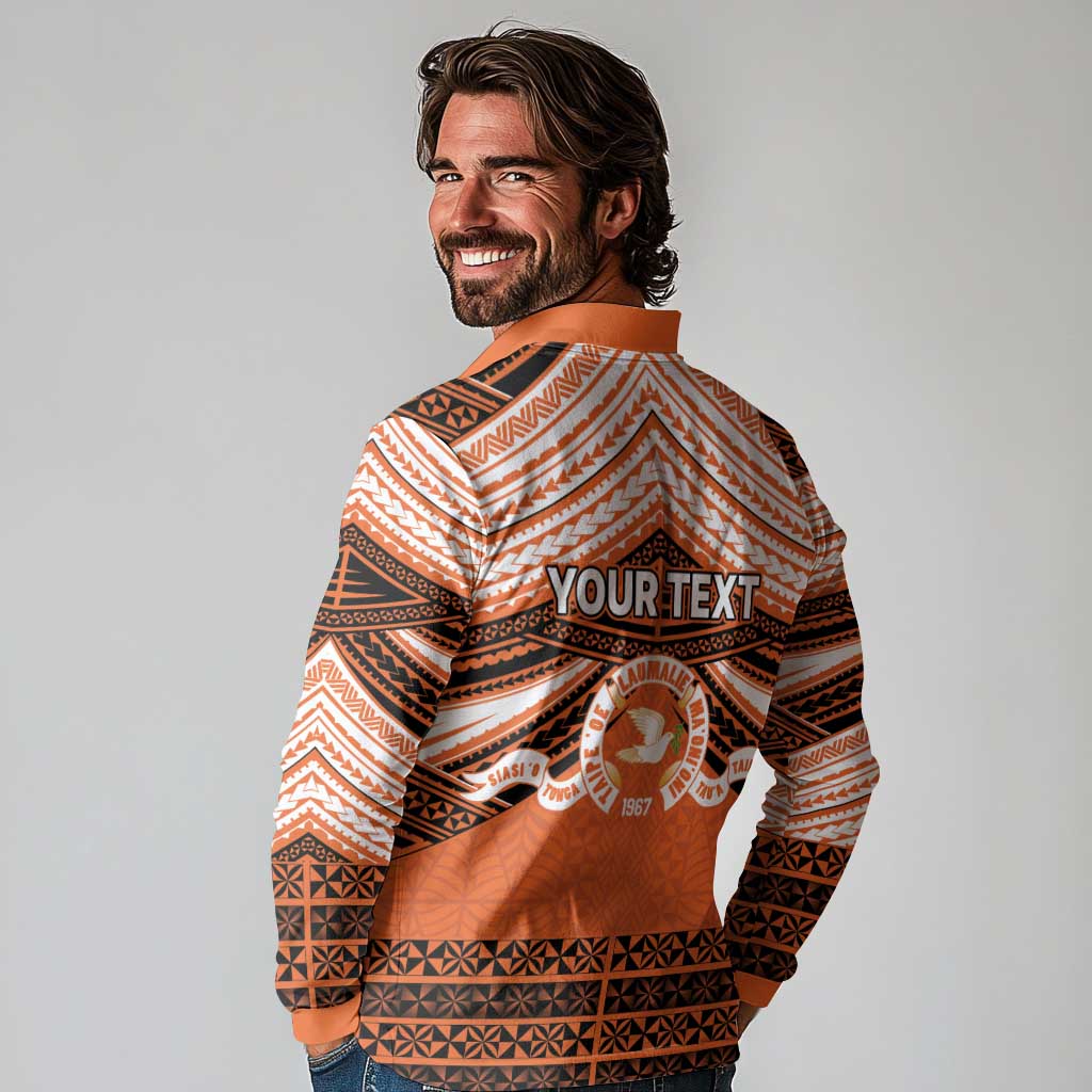 Personalised Tonga Tailulu College Long Sleeve Polo Shirt Polynesian Ngatu Tribal LT9 - Polynesian Pride