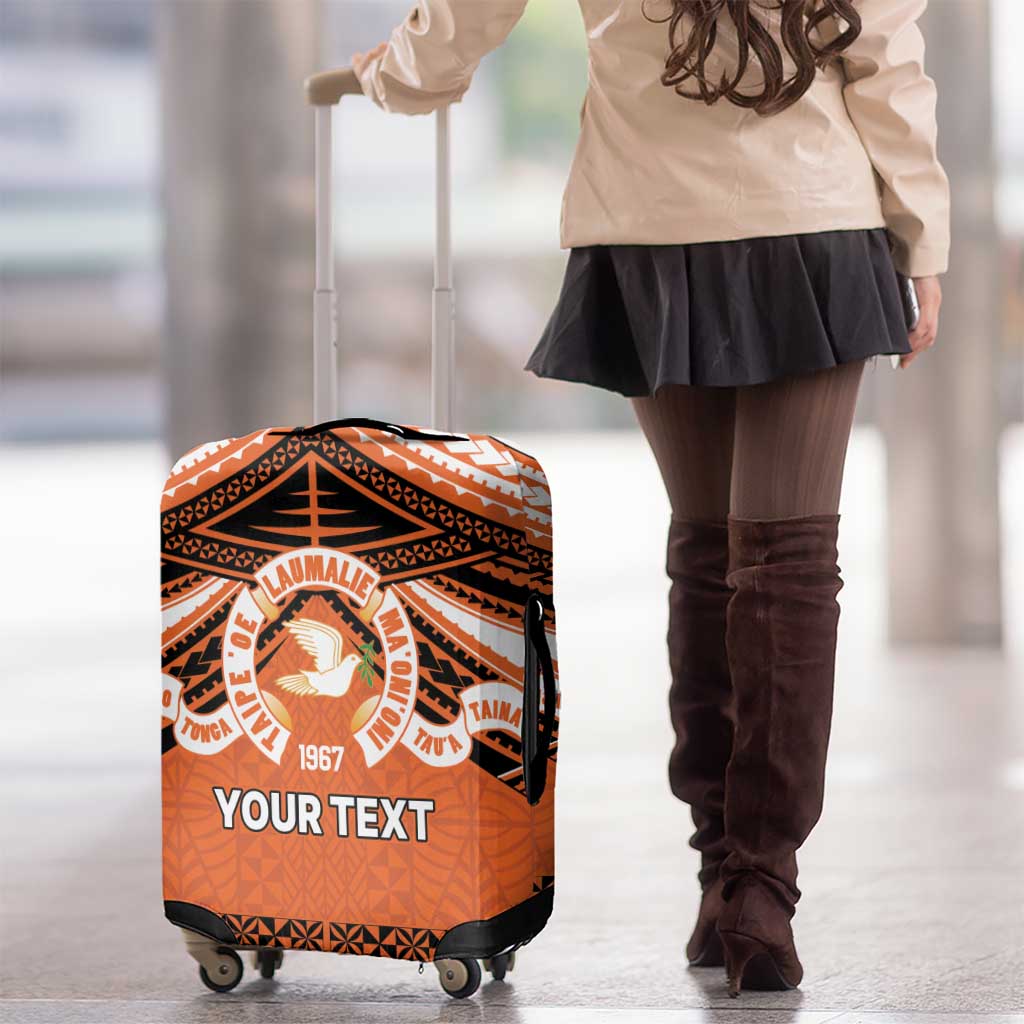 Personalised Tonga Tailulu College Luggage Cover Polynesian Ngatu Tribal