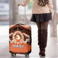 Personalised Tonga Tailulu College Luggage Cover Polynesian Ngatu Tribal