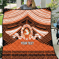 Personalised Tonga Tailulu College Quilt Polynesian Ngatu Tribal LT9 Orange - Polynesian Pride