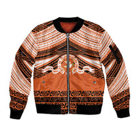 Personalised Tonga Tailulu College Sleeve Zip Bomber Jacket Polynesian Ngatu Tribal LT9 Unisex Orange - Polynesian Pride