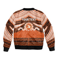 Personalised Tonga Tailulu College Sleeve Zip Bomber Jacket Polynesian Ngatu Tribal LT9 - Polynesian Pride