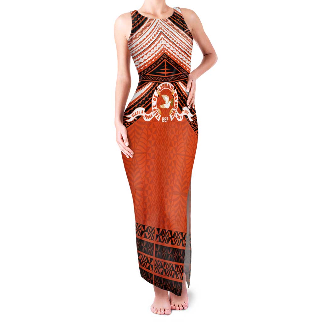Personalised Tonga Tailulu College Tank Maxi Dress Polynesian Ngatu Tribal