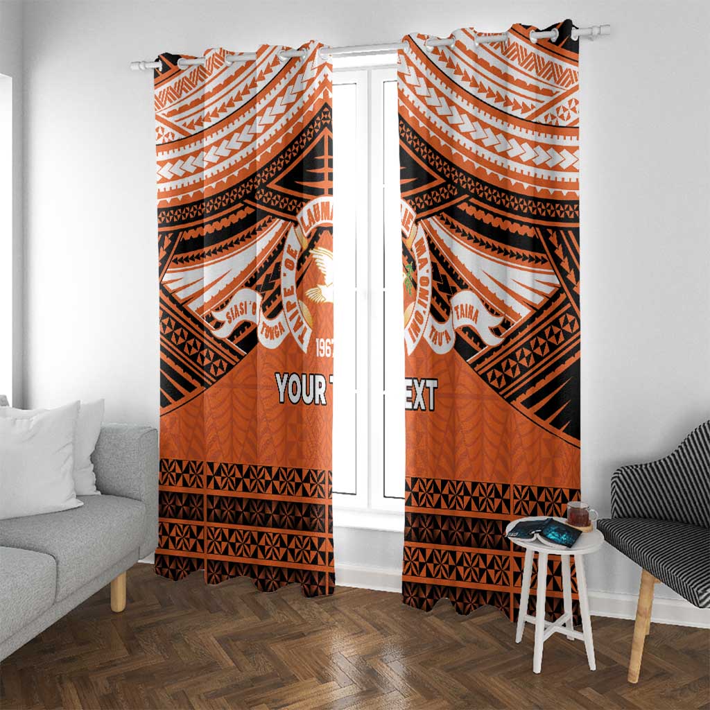 Personalised Tonga Tailulu College Window Curtain Polynesian Ngatu Tribal