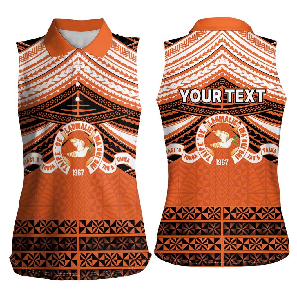 Personalised Tonga Tailulu College Women Sleeveless Polo Shirt Polynesian Ngatu Tribal LT9 - Polynesian Pride