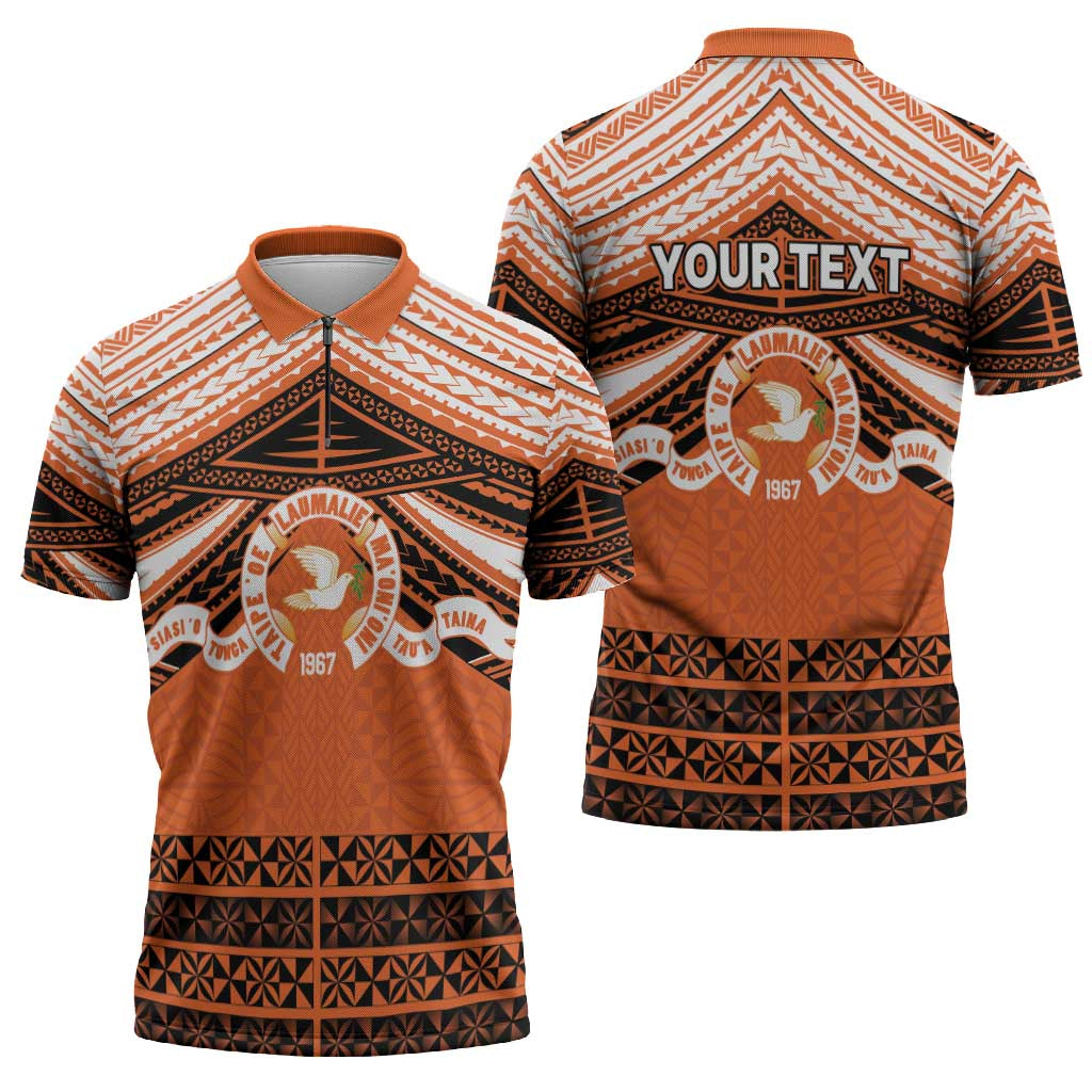 Personalised Tonga Tailulu College Zipper Polo Shirt Polynesian Ngatu Tribal LT9 - Polynesian Pride